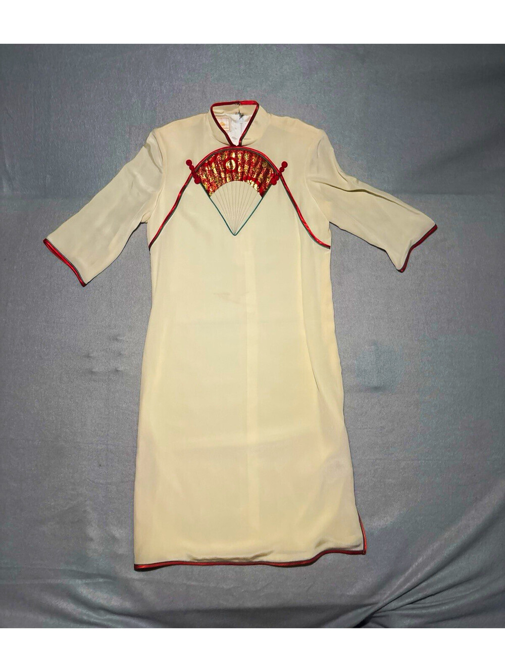 Relin Ivory Silk Kurta Womens M Red Trim Embroidered Fan Chest Detail 100%(SILK)